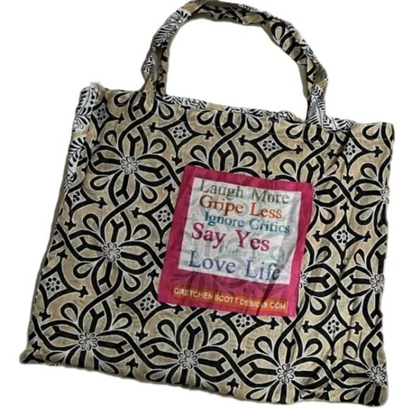 Gretchen Scott Designs Floral 2025 Spring/Summer Tan and Black Floral Tote - Picture 1 of 2